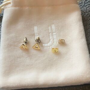 Uncommon James Gold Triangle Stud Earrings w/ extra backs